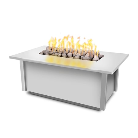 The Outdoor Plus 60 Rectangular Salinas Fire Table, Powder Coated Metal, White, Natural Gas OPT-SALPC60E12V-WHT-NG